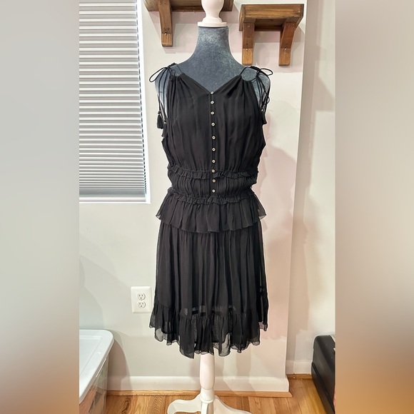 Ulla Johnson Noelle Silk Black Mini Dress Size 4 - Picture 13 of 15